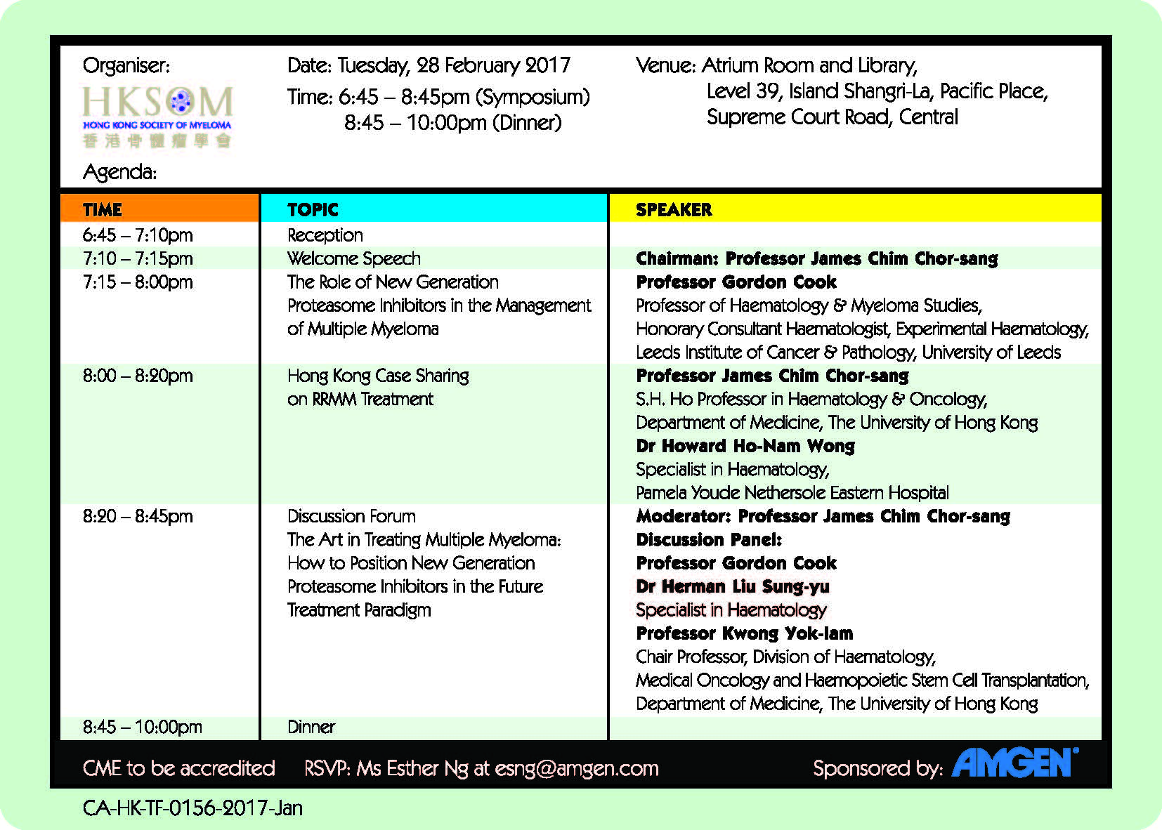 Scientific Dinner Symposium – “The Role of New Generation Proteasome Inhibitors in the Management of Multiple Myeloma”